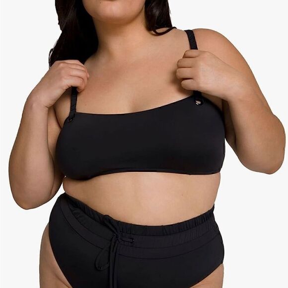 NWT Good American Shapelifter Sporty Grommet Bikini Tank Top in Black Size 8=5XL - Picture 1 of 7